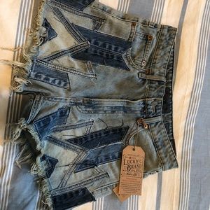 lucky brand reconstructed denim shorts